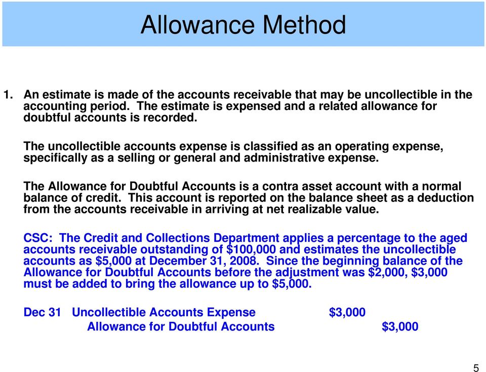 allowance for doubtful accounts