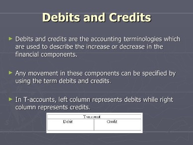 debits and credits